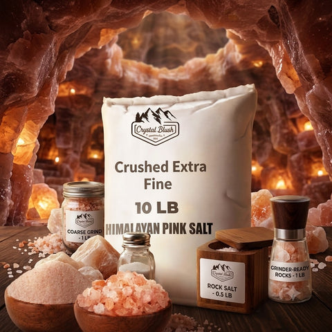 Crystal Blush Premium Himalayan Pink Salt Crushed Extra Fine - 10 LB Bulk Bag - Crushed Extra Fine Grain, Natural Pink Salt for Cooking, Baking, Grilling, Seasoning, Dry Rubs, Brining & Commercial Kitchen Use