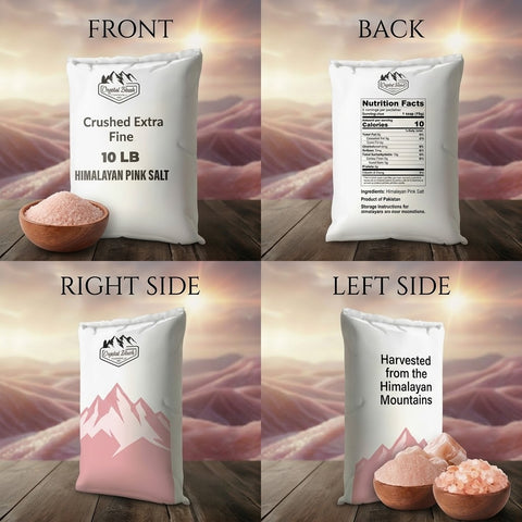 Crystal Blush Premium Himalayan Pink Salt Crushed Extra Fine - 10 LB Bulk Bag - Crushed Extra Fine Grain, Natural Pink Salt for Cooking, Baking, Grilling, Seasoning, Dry Rubs, Brining & Commercial Kitchen Use