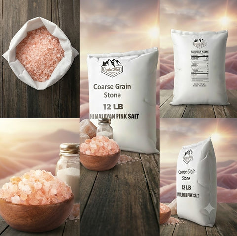 Coarse Grain Stone - 12 Lbs Crystal Blush Coarse Grain Himalayan Pink Salt Stone 12 LB – Premium Natural Rock Salt Crystals for Grinders, Cooking, Baking, BBQ, Brining, Pickling & Everyday Seasoning