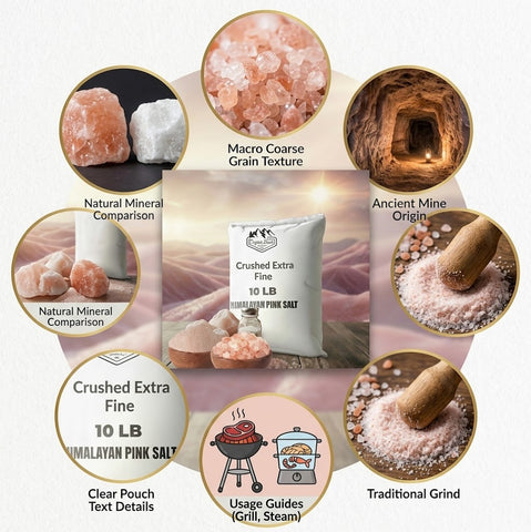Crystal Blush Premium Himalayan Pink Salt Crushed Extra Fine - 10 LB Bulk Bag - Crushed Extra Fine Grain, Natural Pink Salt for Cooking, Baking, Grilling, Seasoning, Dry Rubs, Brining & Commercial Kitchen Use
