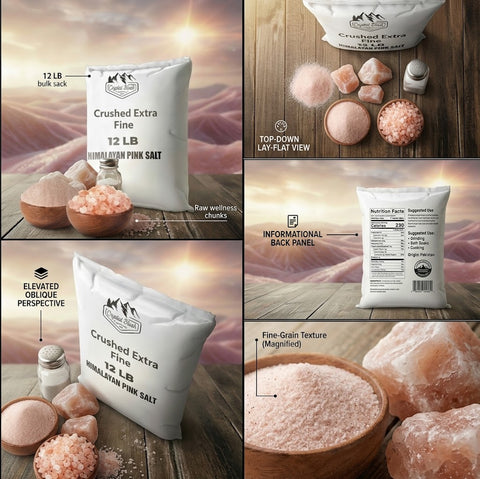 Crystal Blush Premium Himalayan Pink Salt, Crushed Extra Fine - 12 LB Bulk Bag, Crushed Extra Fine Grain for Culinary & Wellness,