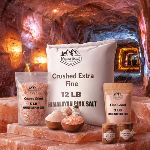 Crystal Blush Premium Himalayan Pink Salt, Crushed Extra Fine - 12 LB Bulk Bag, Crushed Extra Fine Grain for Culinary & Wellness,