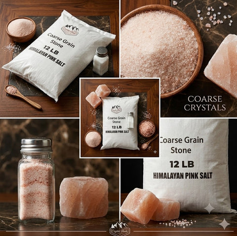 Coarse Grain Stone - 12 Lbs Crystal Blush Coarse Grain Himalayan Pink Salt Stone 12 LB – Premium Natural Rock Salt Crystals for Grinders, Cooking, Baking, BBQ, Brining, Pickling & Everyday Seasoning