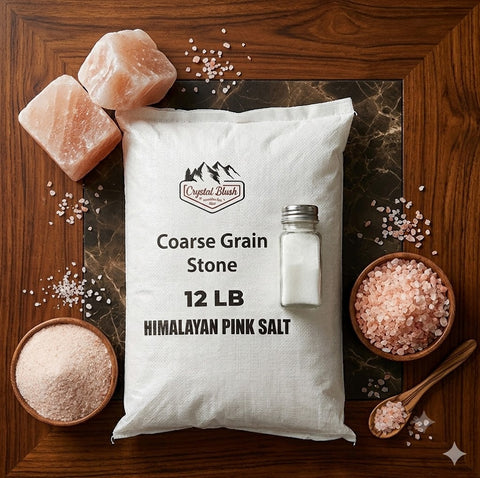 Coarse Grain Stone - 12 Lbs Crystal Blush Coarse Grain Himalayan Pink Salt Stone 12 LB – Premium Natural Rock Salt Crystals for Grinders, Cooking, Baking, BBQ, Brining, Pickling & Everyday Seasoning