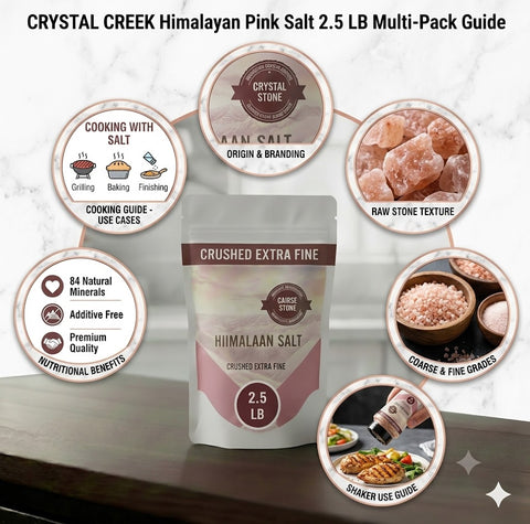 Cairse Stone Himalayan Pink Salt Crushed Extra Fine Crushed Extra Fine - 2.5 LB | Premium Natural Mineral Rock Salt for Cooking, Baking, Seasoning, Brining & Gourmet Kitchen Use