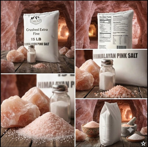 Crystal Blush 15 LB Himalayan Pink Salt Bulk Bag – Premium Crushed Extra Fine Multi-Pack with Raw Spa Chunks,