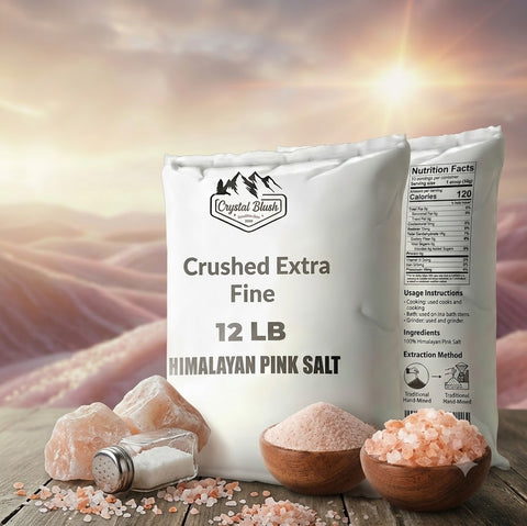 Crystal Blush Premium Himalayan Pink Salt, Crushed Extra Fine - 12 LB Bulk Bag, Crushed Extra Fine Grain for Culinary & Wellness,