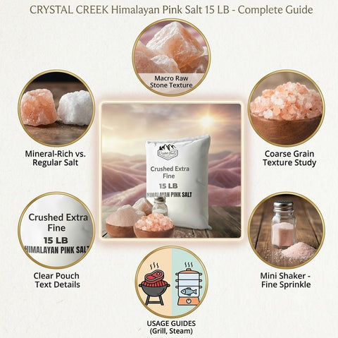 Crystal Blush 15 LB Himalayan Pink Salt Bulk Bag – Premium Crushed Extra Fine Multi-Pack with Raw Spa Chunks,