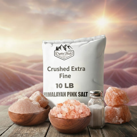 Crystal Blush Premium Himalayan Pink Salt Crushed Extra Fine - 10 LB Bulk Bag - Crushed Extra Fine Grain, Natural Pink Salt for Cooking, Baking, Grilling, Seasoning, Dry Rubs, Brining & Commercial Kitchen Use