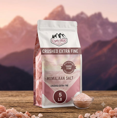 Crystal Blush 5 LB Himalayan Pink Salt – Premium Crushed Extra Fine Texture for Cooking & Baking | 100% Pure All-Natural Coarse Stone Ground Gourmet Culinary Salt Pouch for Kitchen Bulk Use