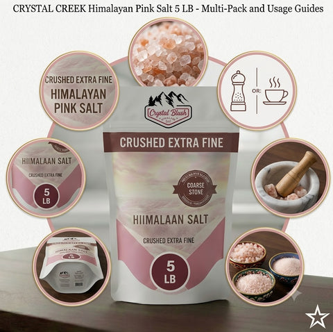Crystal Blush 5 LB Himalayan Pink Salt – Premium Crushed Extra Fine Texture for Cooking & Baking | 100% Pure All-Natural Coarse Stone Ground Gourmet Culinary Salt Pouch for Kitchen Bulk Use