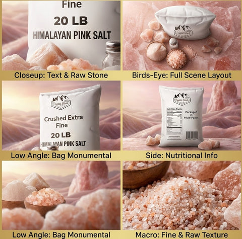 Crystal Blush 20 LB Himalayan Pink Salt Bulk Bag – Premium Crushed Extra Fine Multi-Pack with Raw Spa Chunks, Gourmet Bowls & Complete Origin Guide"