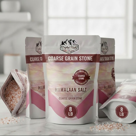 Coarse Grain Stone - 8 Lbs Crystal Blush Coarse Grain Stone Himalayan Pink Salt – 8 LB – Pure, Natural Grinding Salt for Kitchen & Gourmet Cooking – Premium Hand-Selected Large Crystals and Minerals.