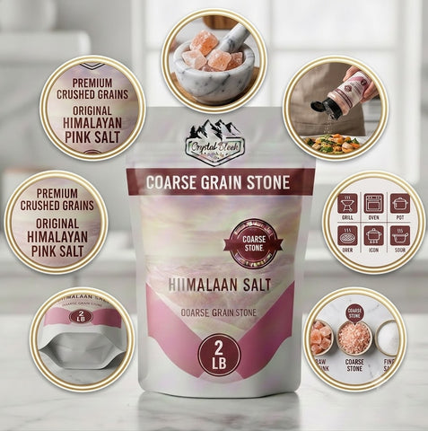 Coarse Grain Stone - 2Lbs Crystal Blush Premium Coarse Grain Stone Himalayan Pink Salt – 2 LB Bag | All-Natural Pure Gourmet Grinding Crystals for Kitchen Cooking, Baking, and Food Seasoning – Bulk Coarse Salt Pouch