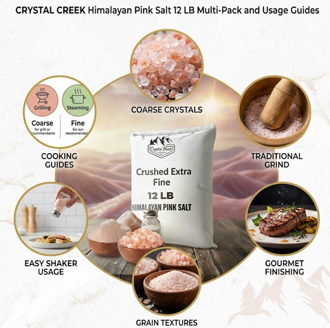Crystal Blush Premium Himalayan Pink Salt, Crushed Extra Fine - 12 LB Bulk Bag, Crushed Extra Fine Grain for Culinary & Wellness,