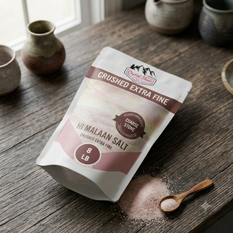 Crystal Blush Premium Himalayan Pink Salt Crushed Extra Fine – Crushed Extra Fine - 8 LB Pouch | Fine Grain Pink Salt for Cooking, Baking, Seasoning, Grilling, Marinades, Brining & Spice Blends