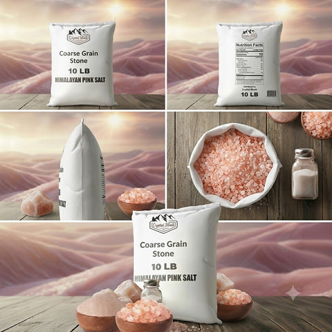 Coarse Grain Stone - 10 Lbs Crystal Blush 10 LB Himalayan Pink Salt – Coarse Grain Stone Gourmet Culinary Salt Pouch for Cooking & Baking | 100% Pure All-Natural Bulk Coarse Crystal Grinding Salt for Kitchen Use