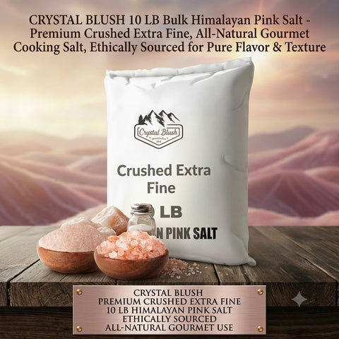 Crystal Blush Premium Himalayan Pink Salt Crushed Extra Fine - 10 LB Bulk Bag - Crushed Extra Fine Grain, Natural Pink Salt for Cooking, Baking, Grilling, Seasoning, Dry Rubs, Brining & Commercial Kitchen Use