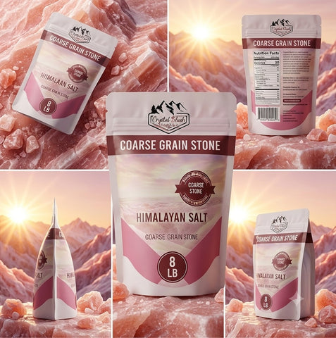 Coarse Grain Stone - 8 Lbs Crystal Blush Coarse Grain Stone Himalayan Pink Salt – 8 LB – Pure, Natural Grinding Salt for Kitchen & Gourmet Cooking – Premium Hand-Selected Large Crystals and Minerals.