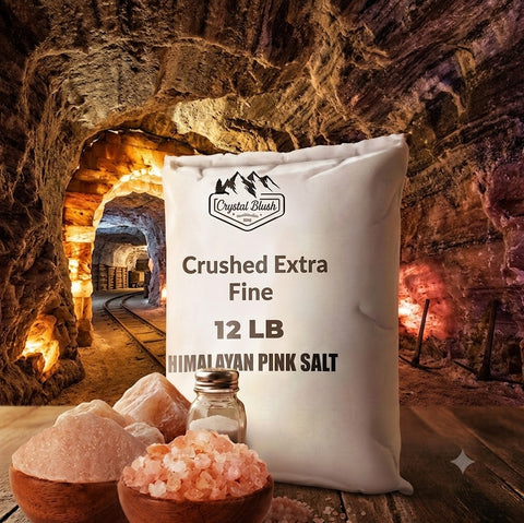 Crystal Blush Premium Himalayan Pink Salt, Crushed Extra Fine - 12 LB Bulk Bag, Crushed Extra Fine Grain for Culinary & Wellness,