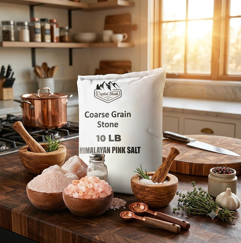 Coarse Grain Stone - 10 Lbs Crystal Blush 10 LB Himalayan Pink Salt – Coarse Grain Stone Gourmet Culinary Salt Pouch for Cooking & Baking | 100% Pure All-Natural Bulk Coarse Crystal Grinding Salt for Kitchen Use