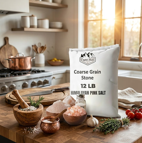 Coarse Grain Stone - 12 Lbs Crystal Blush Coarse Grain Himalayan Pink Salt Stone 12 LB – Premium Natural Rock Salt Crystals for Grinders, Cooking, Baking, BBQ, Brining, Pickling & Everyday Seasoning