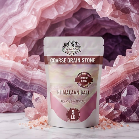 Crystal Blush Premium Coarse Grain Stone Himalayan Pink Salt – 5 LB Bag | All-Natural Pure Gourmet Grinding Crystals for Kitchen Cooking, Baking, and Food Seasoning – Bulk Coarse Salt Pouch